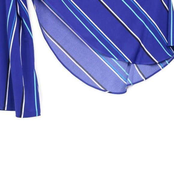 Worthington Shirt Top Blue Stripe Mambo Long Flared Sleeve Plus 2X - Picture 6 of 12